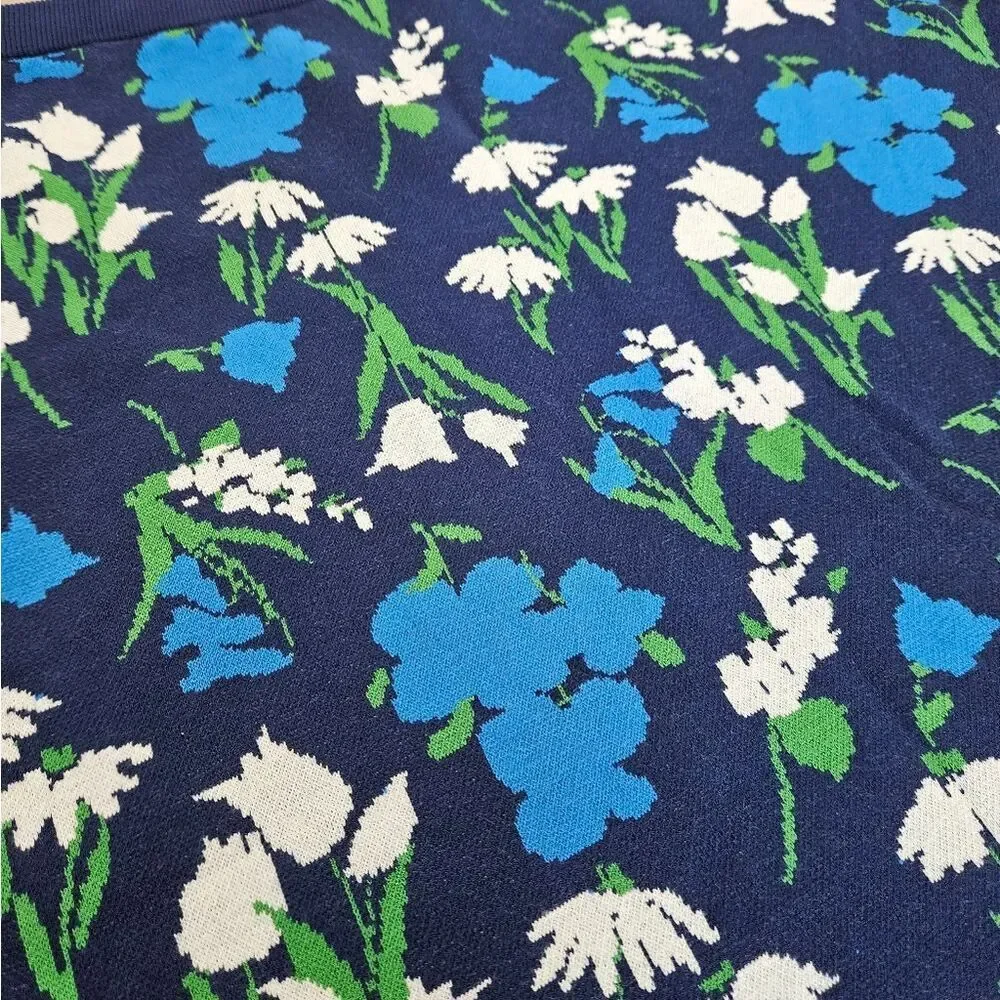 Kate Spade Floral Knit Midi Skirt Blue and Green Size XXL